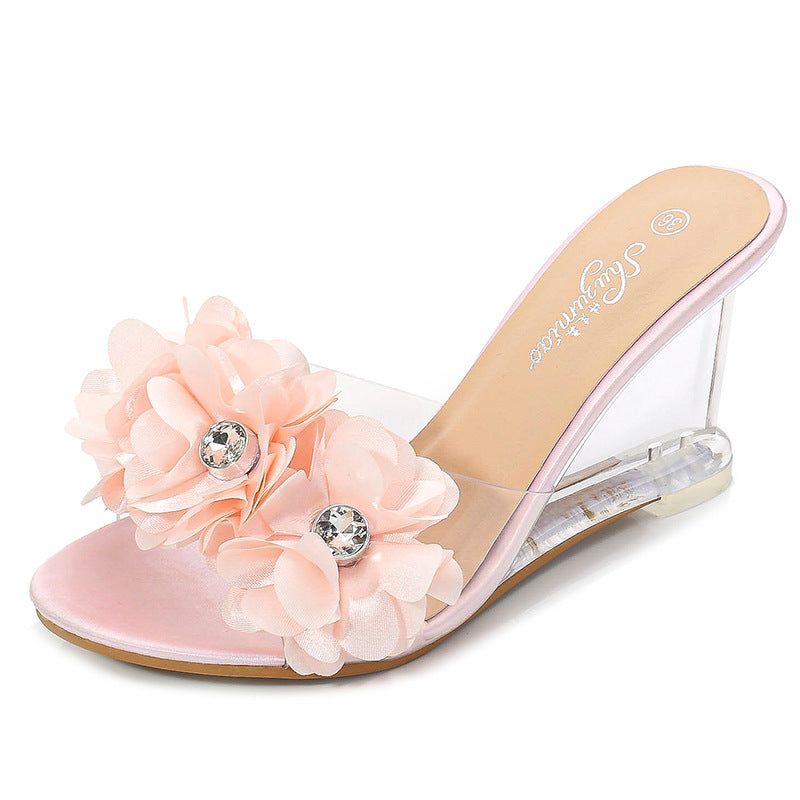 Versatile Summer Flower Simple Slope Heel Sandal