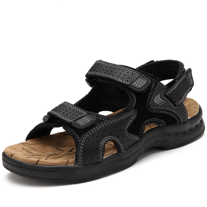 Sandals Leather Beach Top Layer Leather  Outdoor Casual Shoes