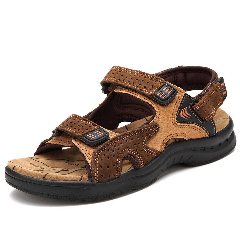 Sandals Leather Beach Top Layer Leather  Outdoor Casual Shoes