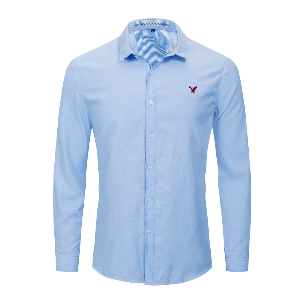 Casual Long-Sleeved Shirt Solid Color Oxford
