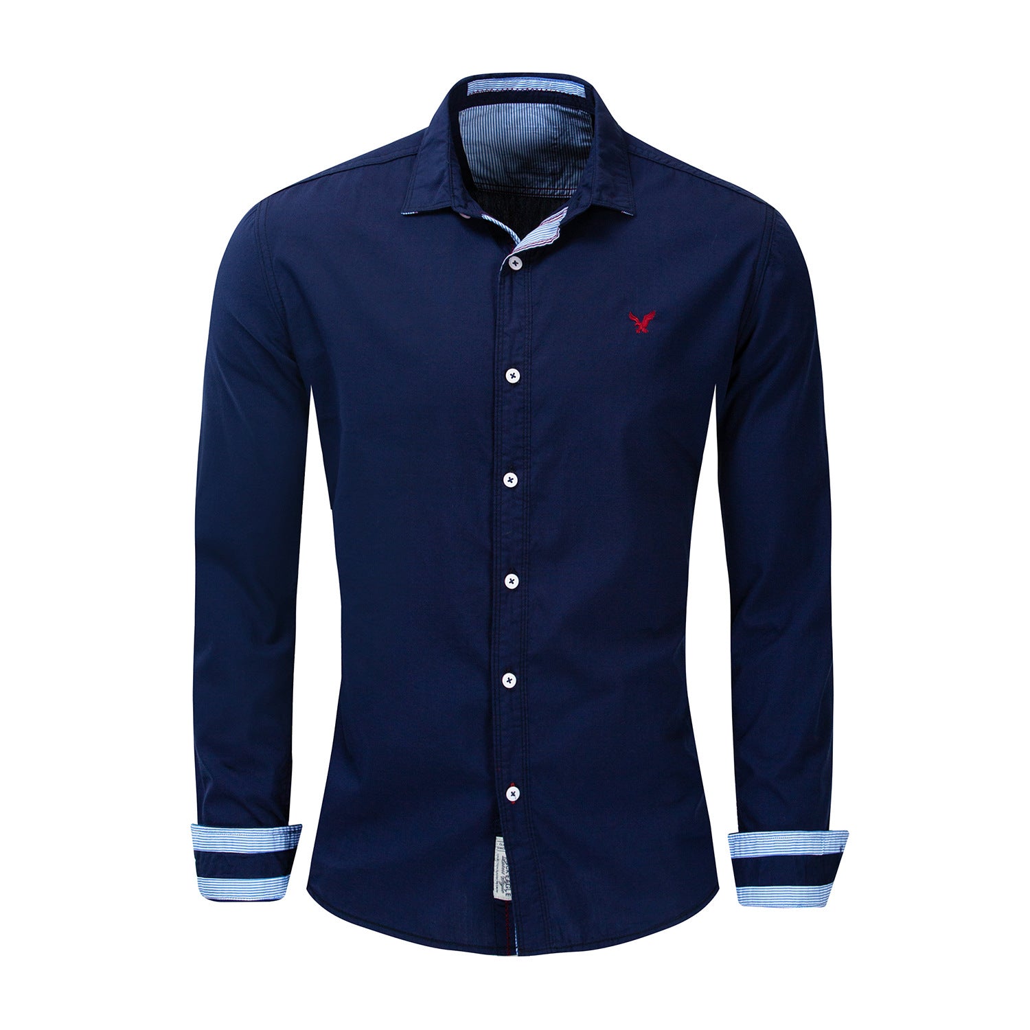 Casual Long-Sleeved Shirt Solid Color Oxford