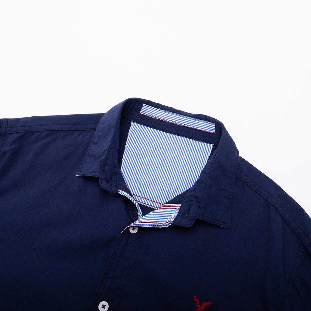 Casual Long-Sleeved Shirt Solid Color Oxford