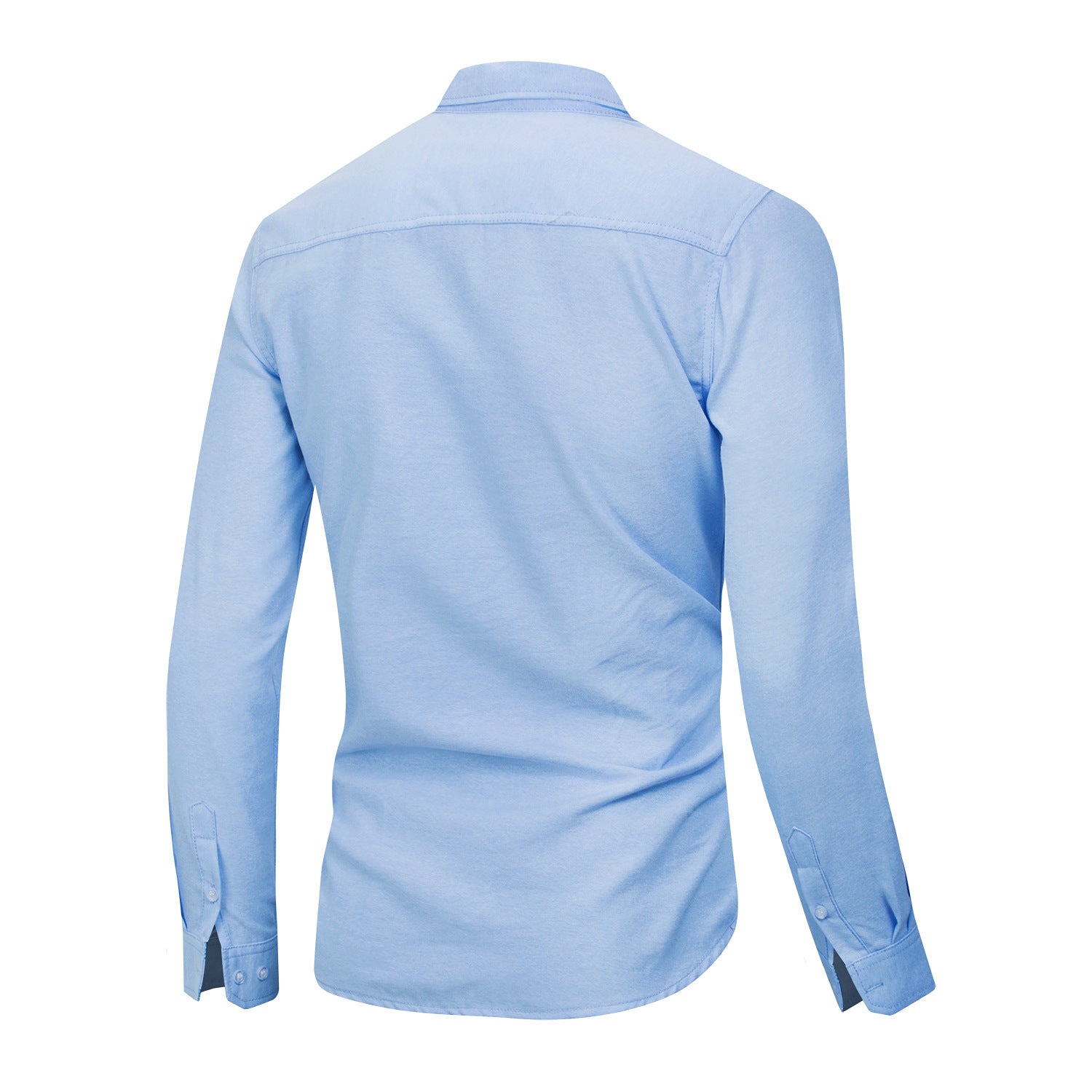 Casual Long-Sleeved Shirt Solid Color Oxford