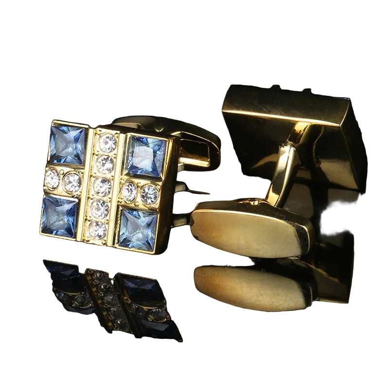 Men’s Blue Crystal French  Cufflinks-Diamond Sadaf Canada