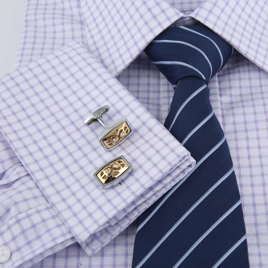 French Cufflinks Gold Hollow Diamond Men's Cuff Buttons