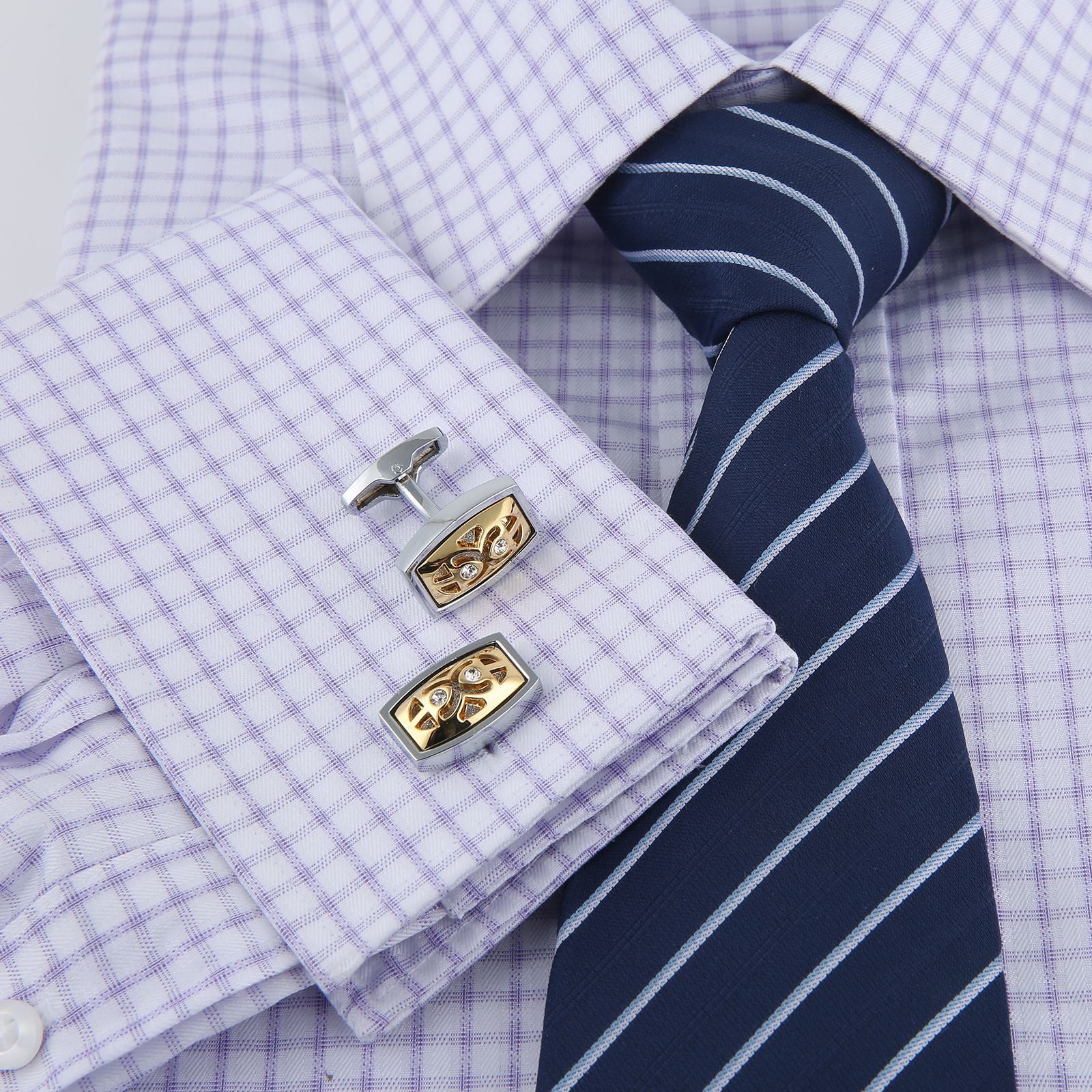 French Cufflinks Gold Hollow Diamond Men's Cuff Buttons