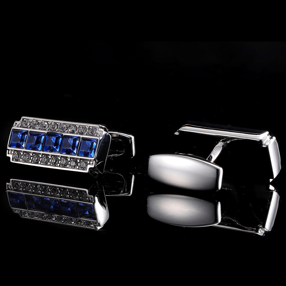 Crystal Cufflinks French Shirt Business Blue and White Two-Tone Diamond Women's Cuff Nails