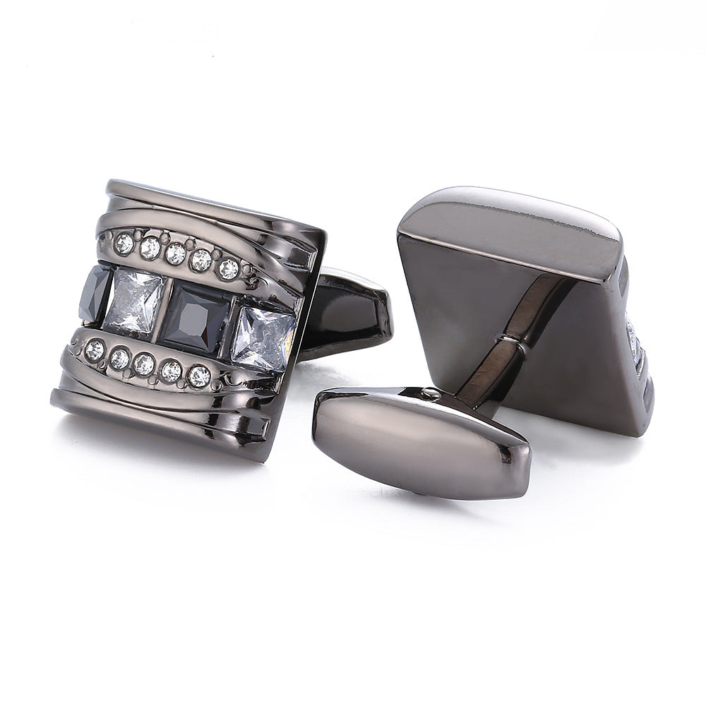 Men’s Black Crystal French Cufflinks – Diamond Sadaf