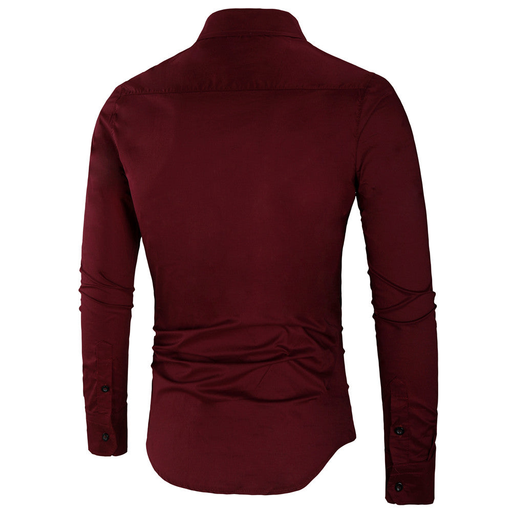 Fashion Simple Men's Stitching Long-Sleeved Shirt