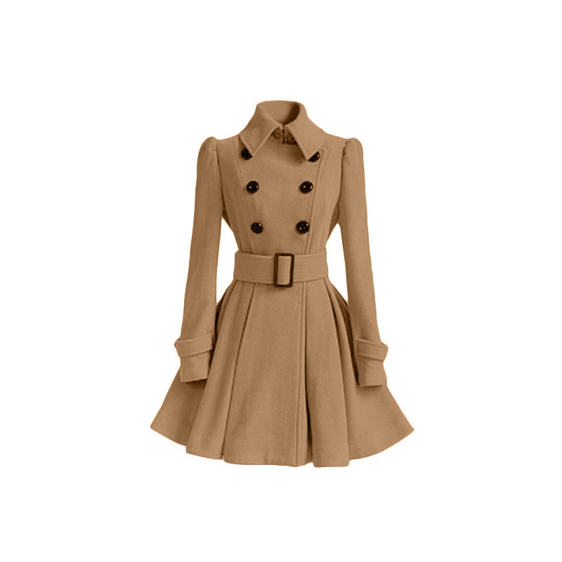 Fashion Slim Long Women's Polyester Fiber  Coat