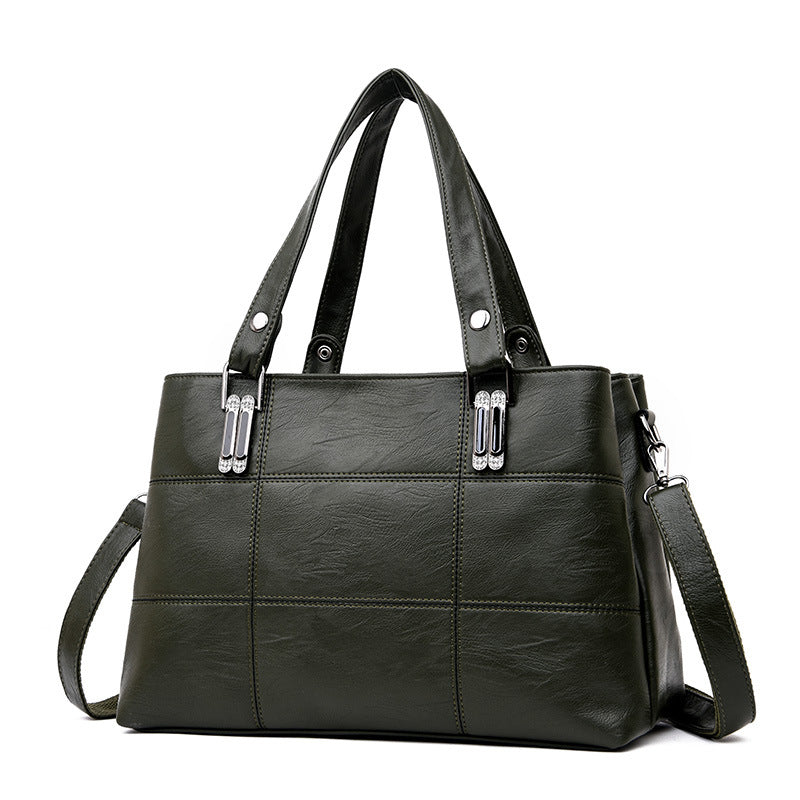 New Stitching Ladies Bag European And American Soft Leather Fashion Temperament Women'S Bag Multi-Layer Portable Shoulder Bag