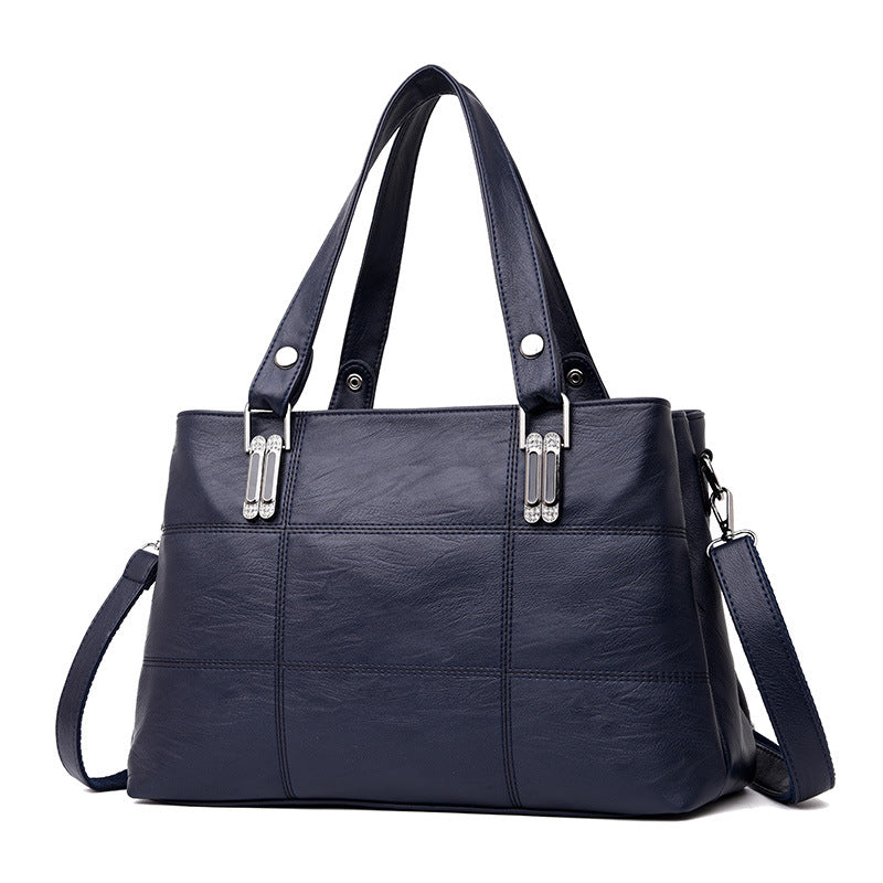 New Stitching Ladies Bag European And American Soft Leather Fashion Temperament Women'S Bag Multi-Layer Portable Shoulder Bag