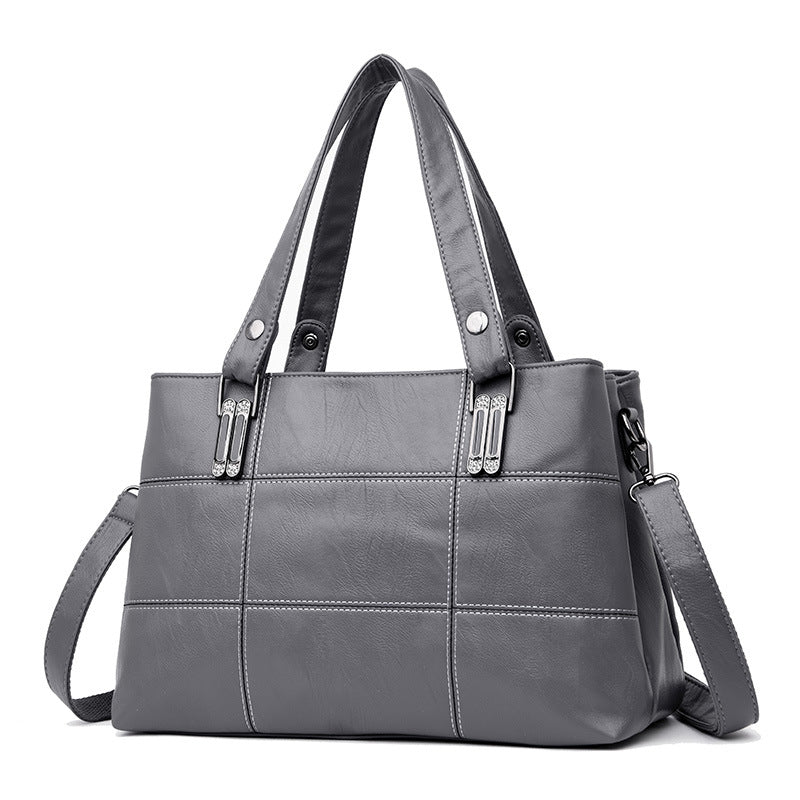 New Stitching Ladies Bag European And American Soft Leather Fashion Temperament Women'S Bag Multi-Layer Portable Shoulder Bag