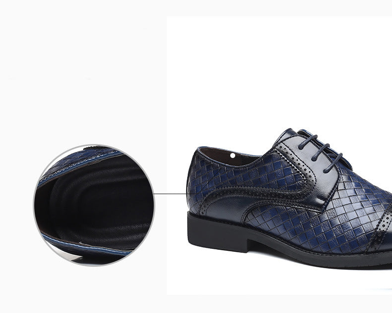 Fall New European Style British Large Size Men's Shoes Woven Fashion Brooch Carved Men's Formal Leather shoes