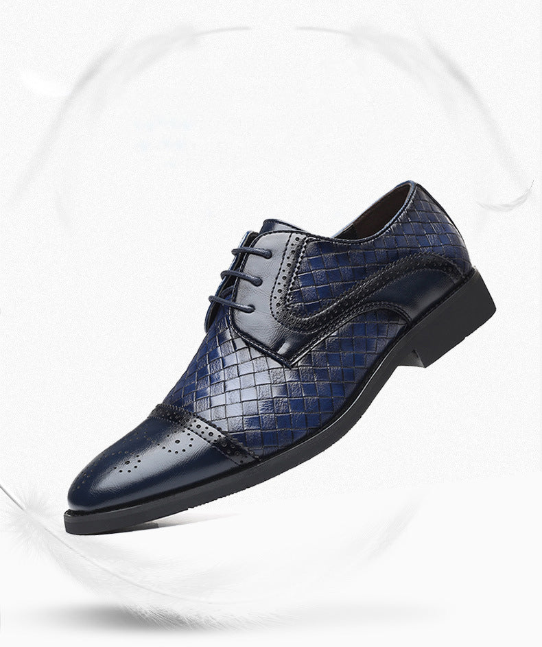 Fall New European Style British Large Size Men's Shoes Woven Fashion Brooch Carved Men's Formal Leather shoes