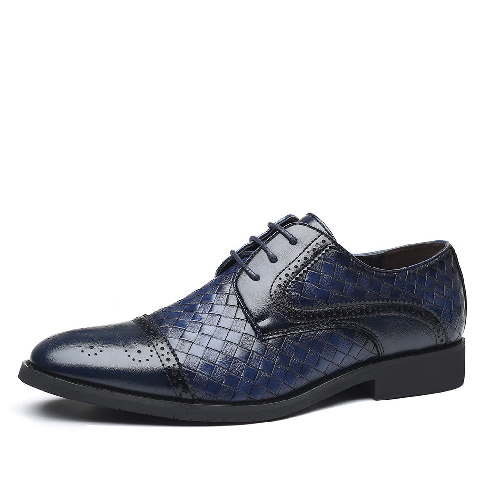 Fall New European Style British Large Size Men's Shoes Woven Fashion Brooch Carved Men's Formal Leather shoes