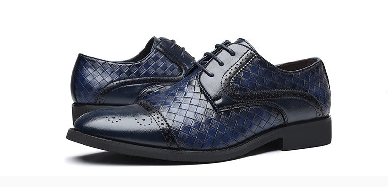 Fall New European Style British Large Size Men's Shoes Woven Fashion Brooch Carved Men's Formal Leather shoes