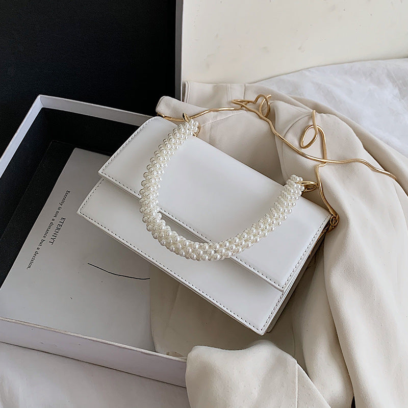 Autumn And Winter Wild Ins Ladies Bag New Trendy Fashion Chain Messenger Bag Net Red Pearl Portable Small Square Bag