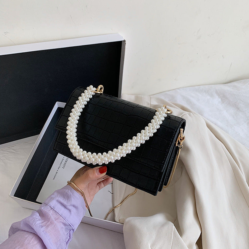 Autumn And Winter Wild Ins Ladies Bag New Trendy Fashion Chain Messenger Bag Net Red Pearl Portable Small Square Bag