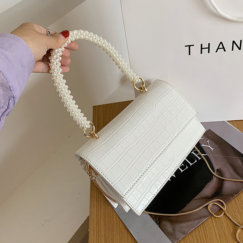 Autumn And Winter Wild Ins Ladies Bag New Trendy Fashion Chain Messenger Bag Net Red Pearl Portable Small Square Bag