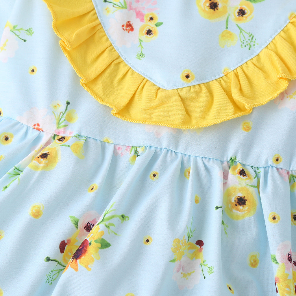 Sunflower Print Long Sleeve Dress