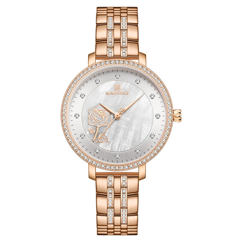 Ladies Simple Business Waterproof Steel Band Watch