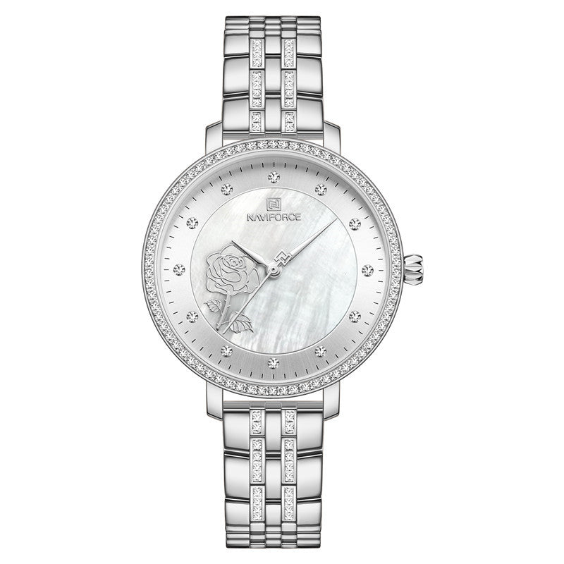 Ladies Simple Business Waterproof Steel Band Watch