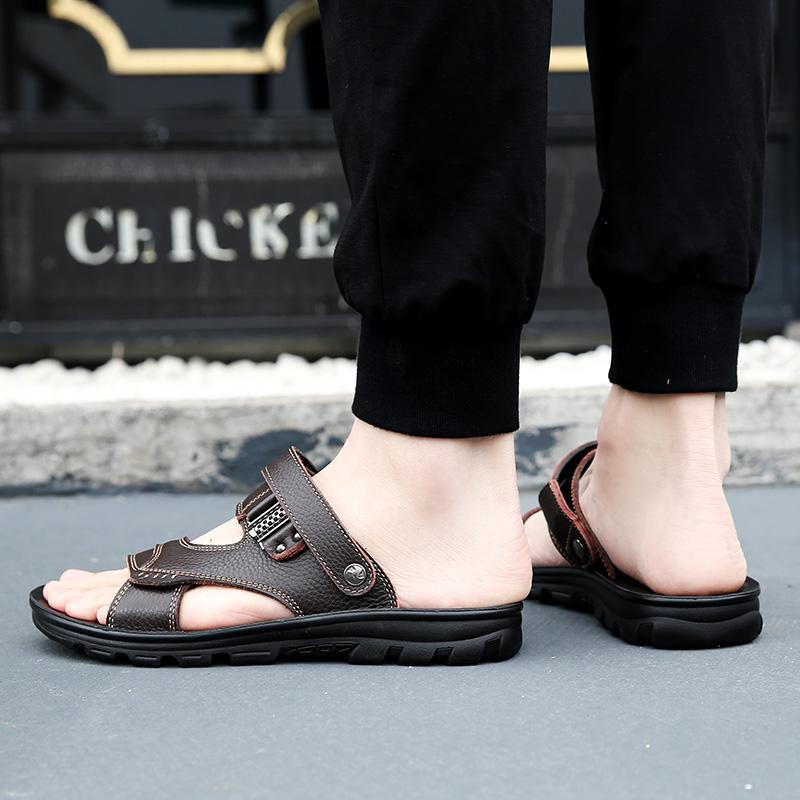 Leather Rubber Sole Sandals