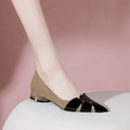 Red thick heel flat soft leather women's shoes