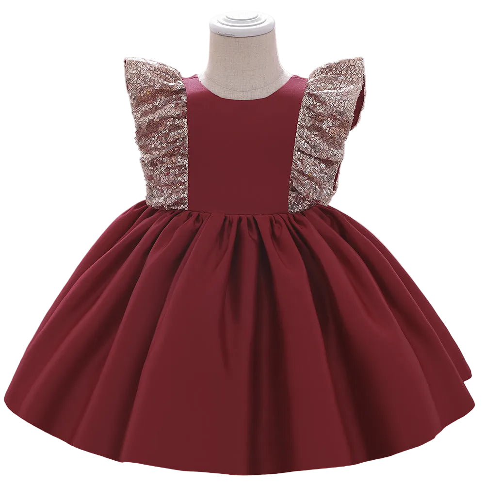 M Fluffy Dress, Small Flying Sleeves, Sequins