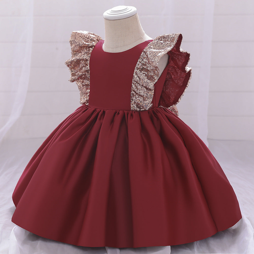 M Fluffy Dress, Small Flying Sleeves, Sequins