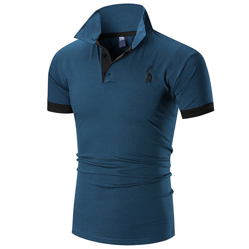 Men Short sleeve embroidery fawn sport shirt