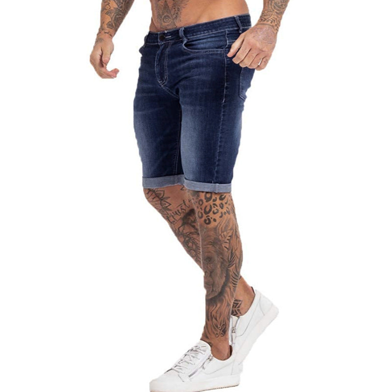 Men's Fashion Ripped Blue Denim Shorts