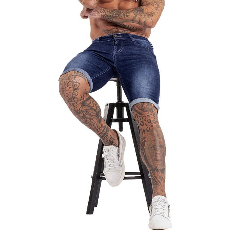 Men's Fashion Ripped Blue Denim Shorts