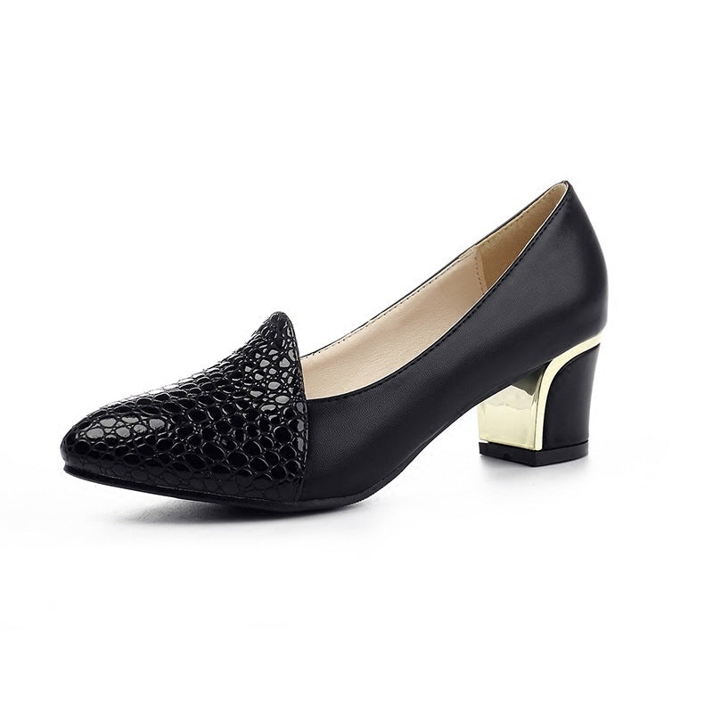 Pointed Middle Thick Heel Shoes