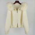 Leisure Hooded Real Fox Fur Collar Sweater Outer Fur Coat