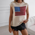 Women's Casual Loose Round Neck Contrast Color Sleeveless Sweater