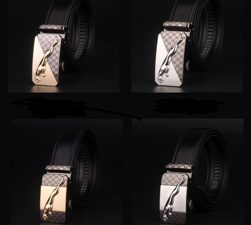 Men's 8 character buckle belt, leather smooth buckle, youth belt, leisure belt, men's Han Banchao