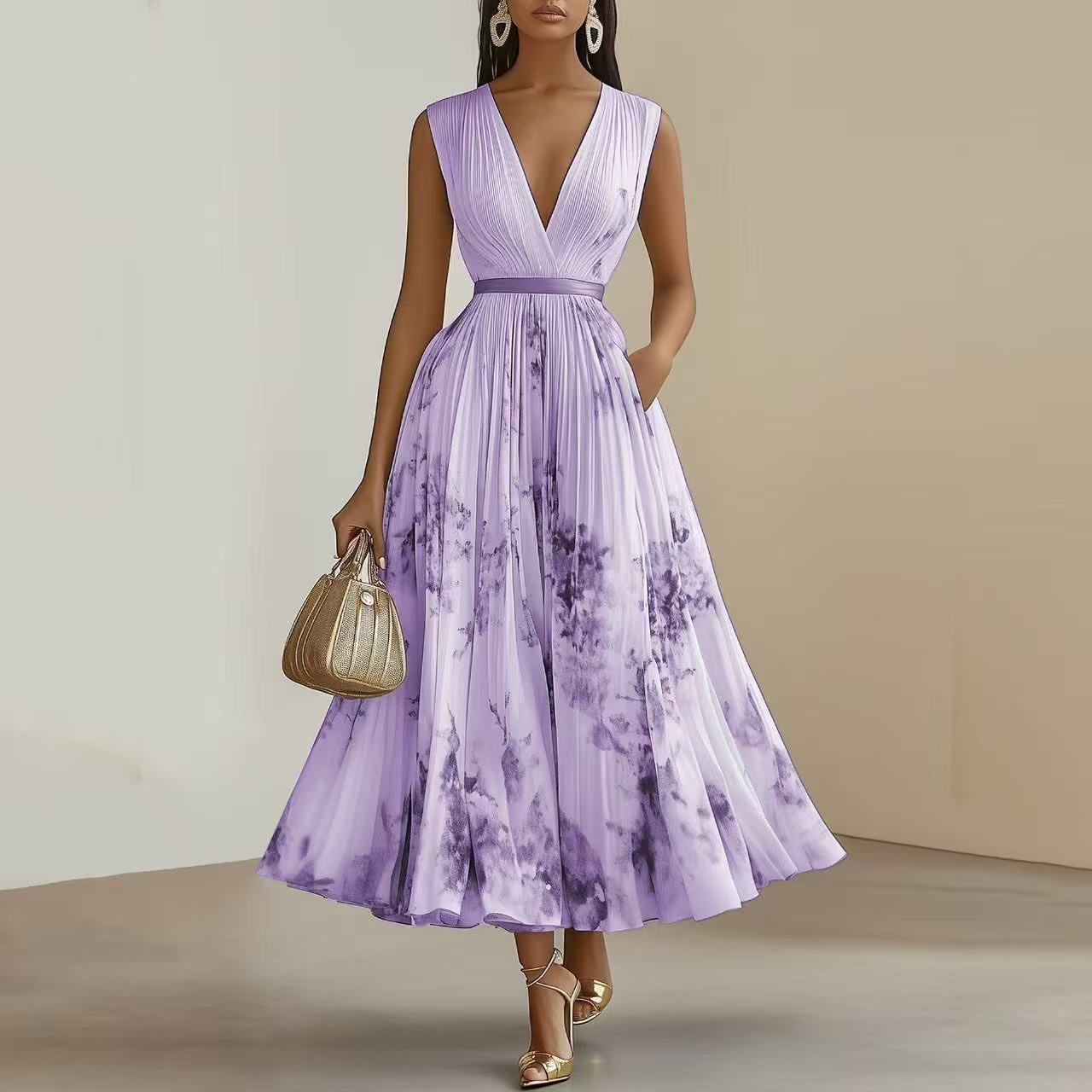 Fashion Printed Sleeveless Dress Women