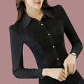 Women's Long-sleeved Slim Solid Color Shirt