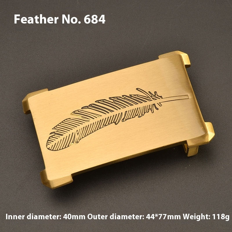 Pure Brass Belt Buckle Outer Wear Buckle Plate Pant Belt Buckle Accessories