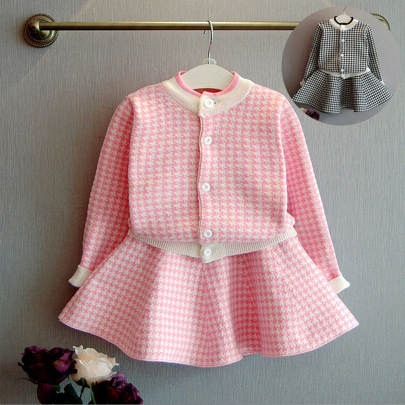 Girl's Sweater Two-piece Classic Style Children's Knit Cardigan 63102