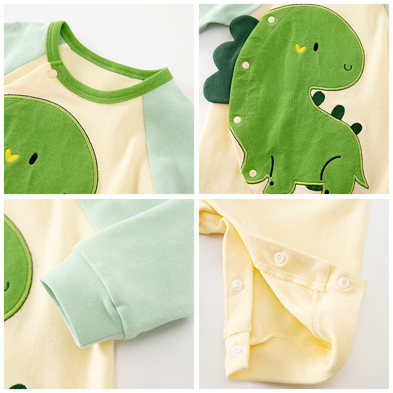 Cotton Long-sleeved Breasted Romper suite