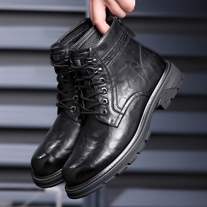 Men Fleece-lined Leather Boots