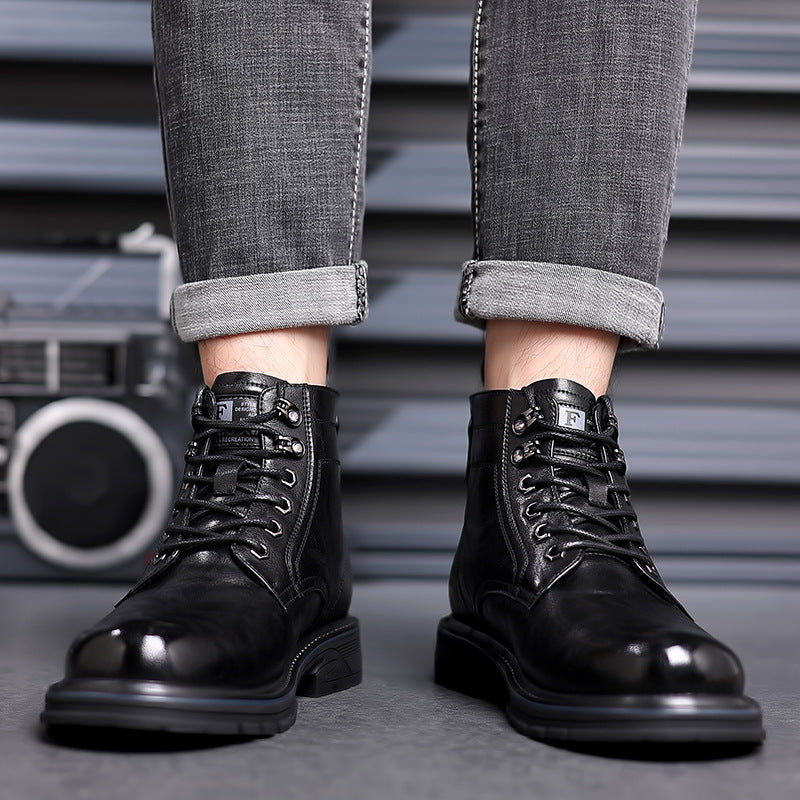 Men Fleece-lined Leather Boots