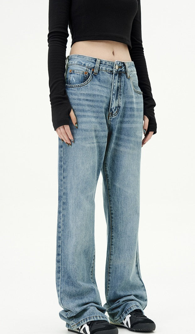 Women  Blue Straight Retro Jean
