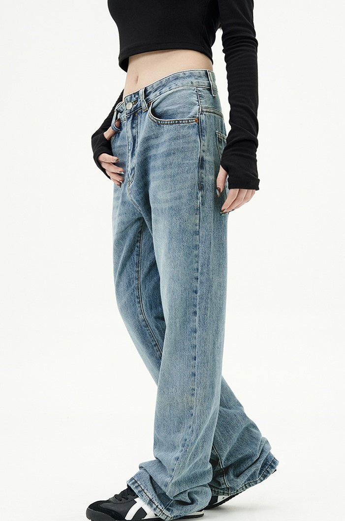 Women  Blue Straight Retro Jean