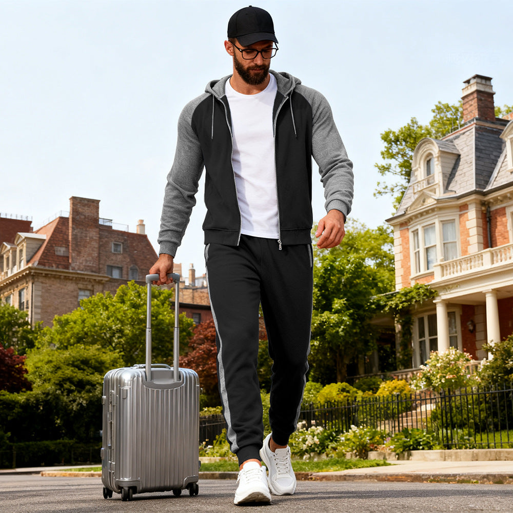 Raglan-sleeve Hooded Sweatshirt Casual Sportswear