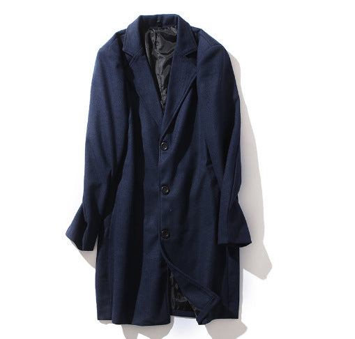 Mens Mid-length Long-sleeve Wool Coat Autumnwinter Wool Outerwear
