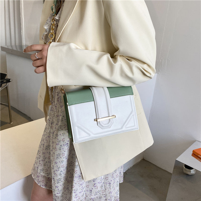 Ladies Popular One-shoulder Hit Color Small Square Bag